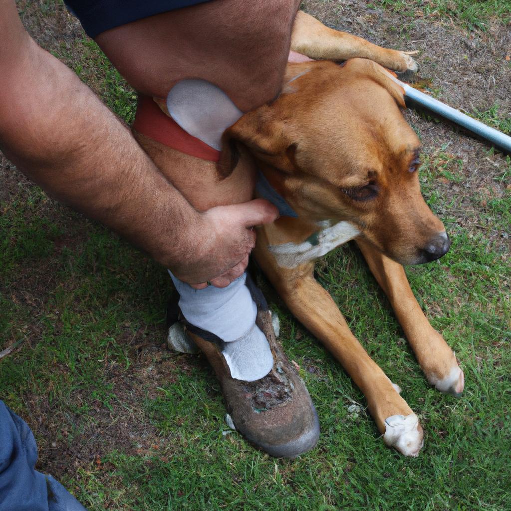 Person assisting injured pet urgently