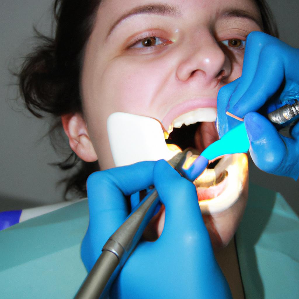 Person receiving dental fluoride treatment
